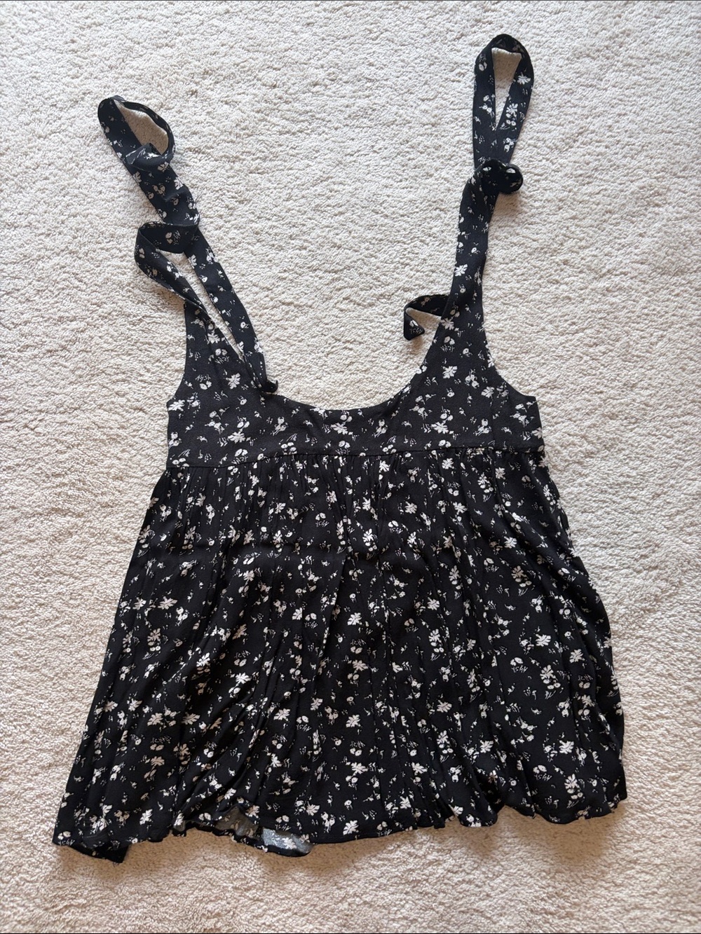 Free People Black Floral Tie-Shoulder mini dress